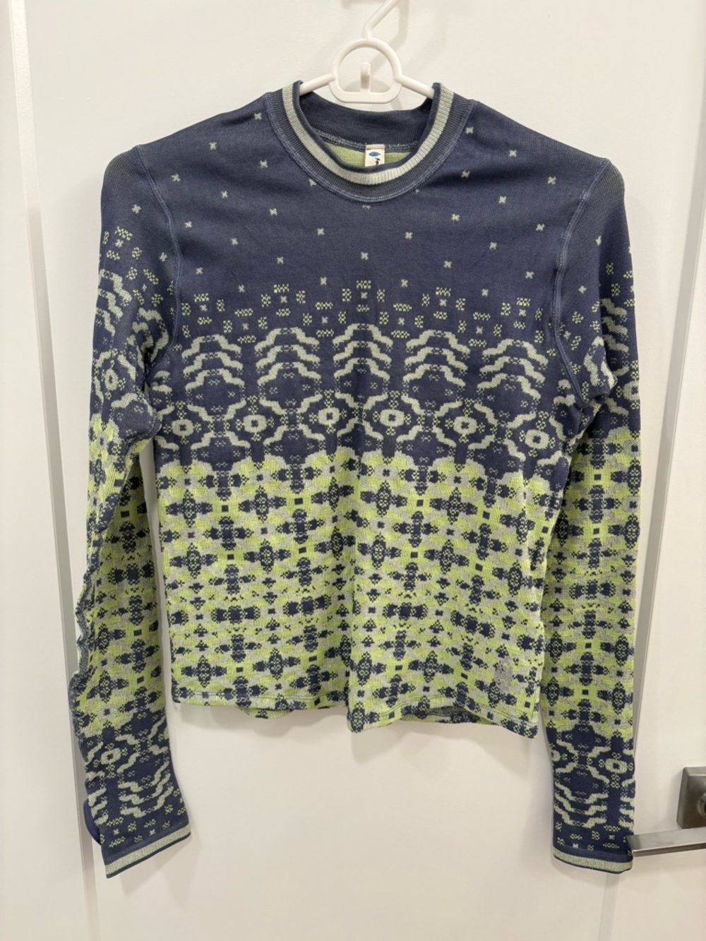 Free People FP Movement Purple Green Myoko Jacquard Fair Isle Base Layer XS/S